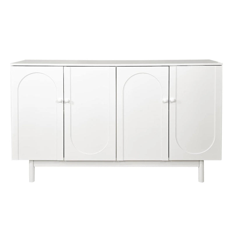 Armoire de rangement 4 portes vert menthe/blanc avec pieds en pin, individuelle