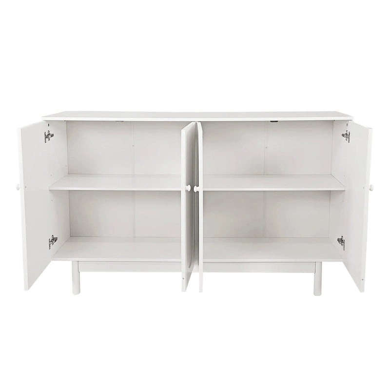 Armoire de rangement 4 portes vert menthe/blanc avec pieds en pin, individuelle