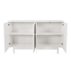 Armoire de rangement 4 portes vert menthe/blanc avec pieds en pin, individuelle