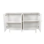 Armoire de rangement 4 portes vert menthe/blanc avec pieds en pin, individuelle