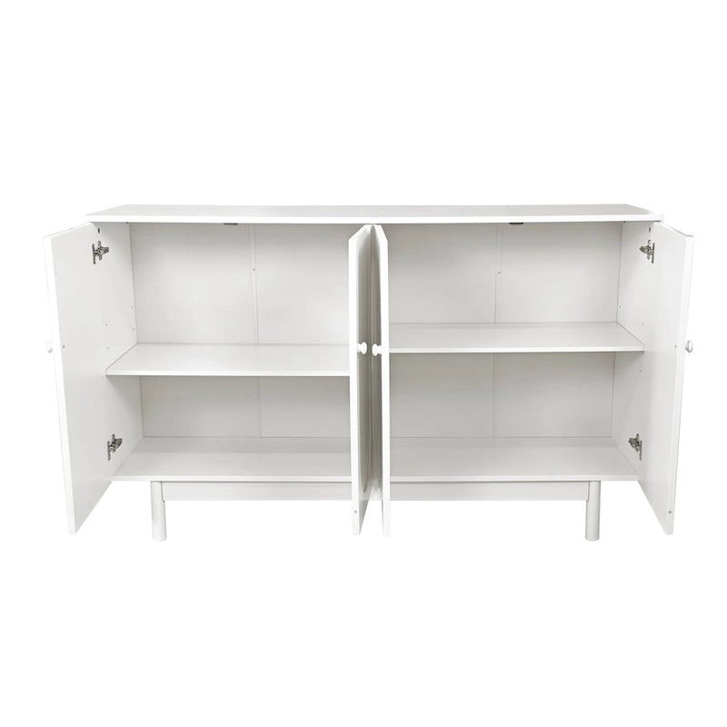 Armoire de rangement 4 portes vert menthe/blanc avec pieds en pin, individuelle