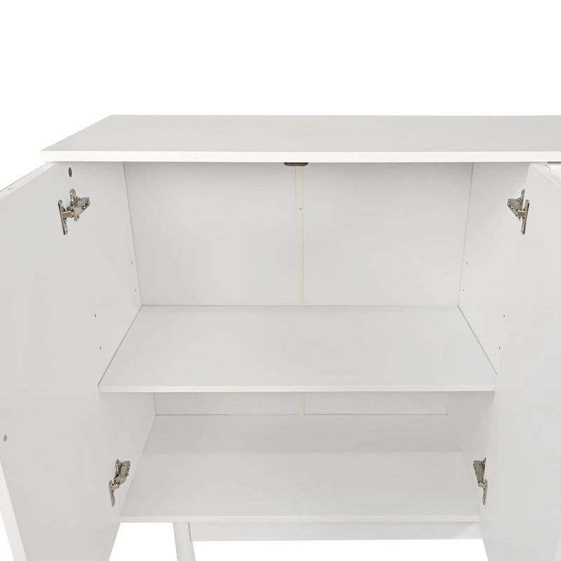 Armoire de rangement 4 portes vert menthe/blanc avec pieds en pin, individuelle