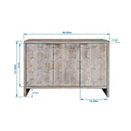 Buffet en bois naturel à 3 portes avec portes cannelées