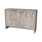 Buffet en bois naturel à 3 portes avec portes cannelées