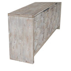 Buffet en bois naturel à 3 portes avec portes cannelées