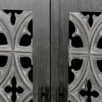Buffet en bois sculpté floral noir antique à 4 portes, style campagnard