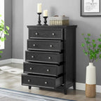 Commode en bois 5 tiroirs noir/blanc, utilisateur unique