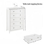 Commode en bois 5 tiroirs noir/blanc, utilisateur unique