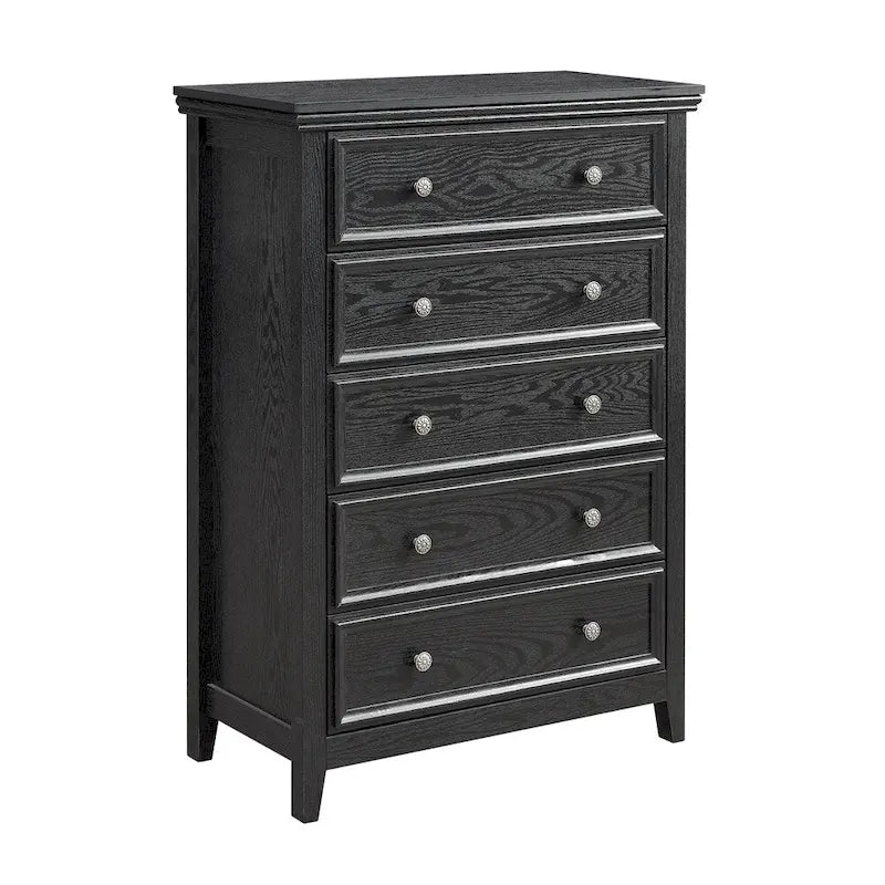 Commode en bois 5 tiroirs noir/blanc, utilisateur unique