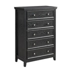 Commode en bois 5 tiroirs noir/blanc, utilisateur unique