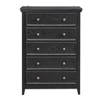 Commode en bois 5 tiroirs noir/blanc, utilisateur unique