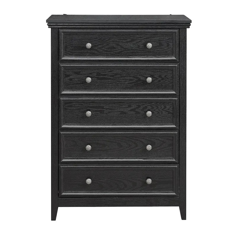 Commode en bois 5 tiroirs noir/blanc, utilisateur unique