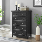 Commode en bois 5 tiroirs noir/blanc, utilisateur unique