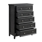 Commode en bois 5 tiroirs noir/blanc, utilisateur unique