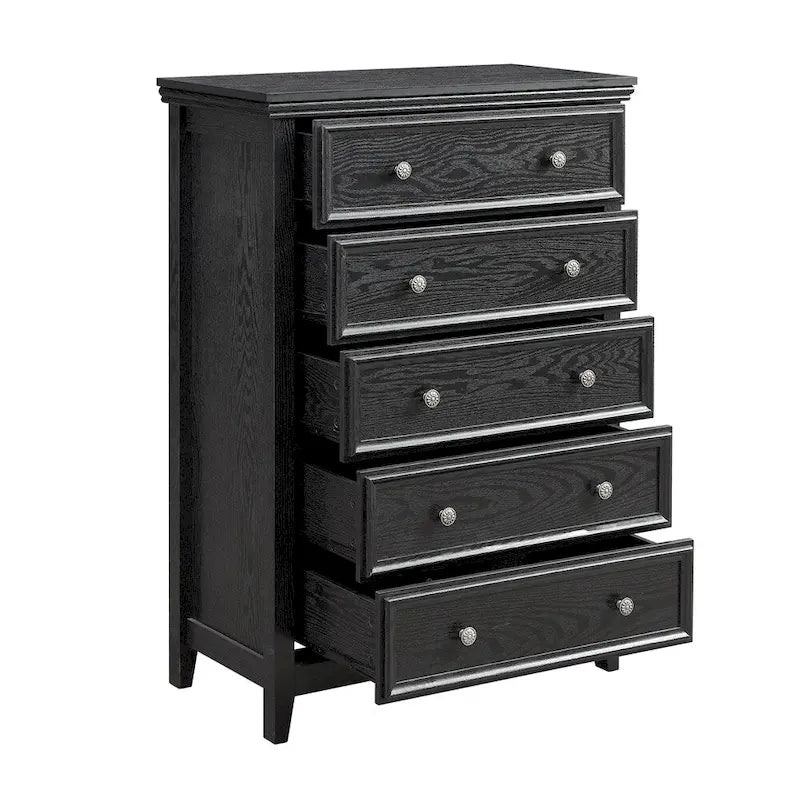 Commode en bois 5 tiroirs noir/blanc, utilisateur unique