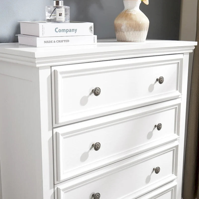 Commode en bois 5 tiroirs noir/blanc, utilisateur unique