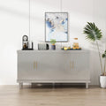 Buffet de rangement 4 portes, champagne et bleu, montage par 1 personne