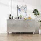 Buffet de rangement 4 portes, champagne et bleu, montage par 1 personne
