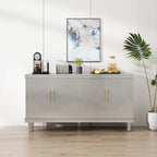 Buffet de rangement 4 portes, champagne et bleu, montage par 1 personne