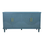 Buffet de rangement 4 portes, champagne et bleu, montage par 1 personne