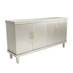 Buffet de rangement 4 portes, champagne et bleu, montage par 1 personne