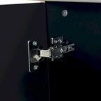 Buffet de rangement 4 portes, champagne et bleu, montage par 1 personne