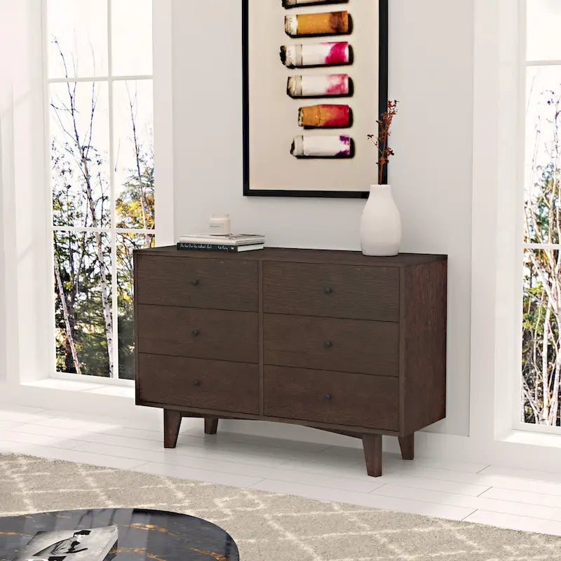 Meuble console à 3 tiroirs en bois de bouleau auburn