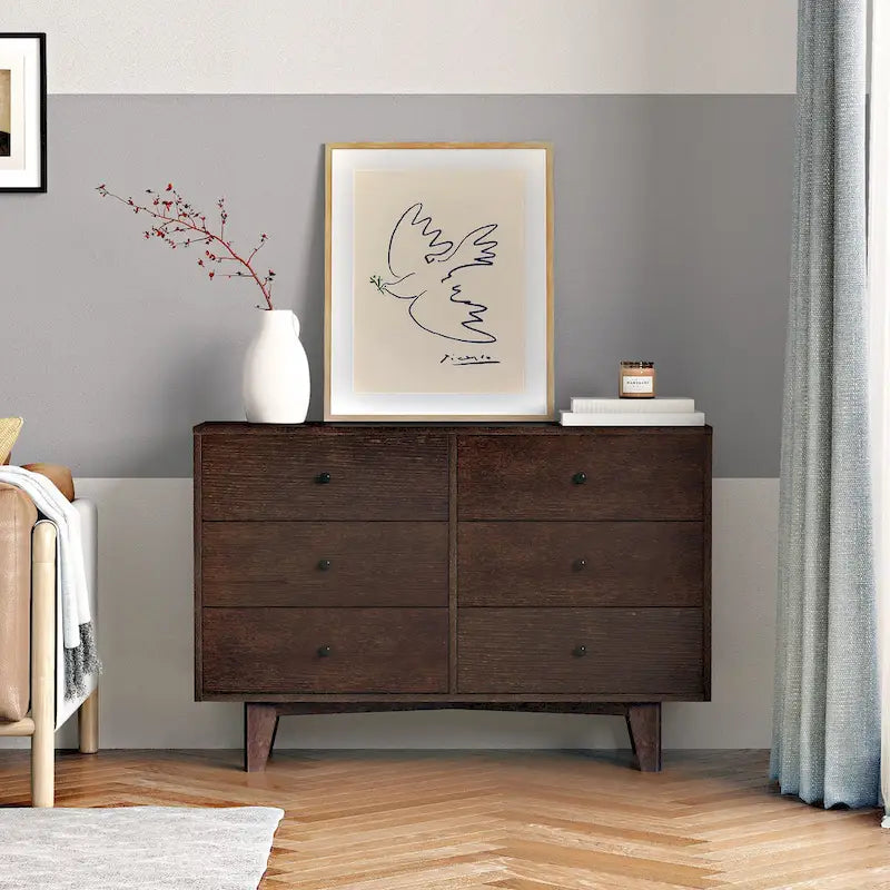Meuble console à 3 tiroirs en bois de bouleau auburn