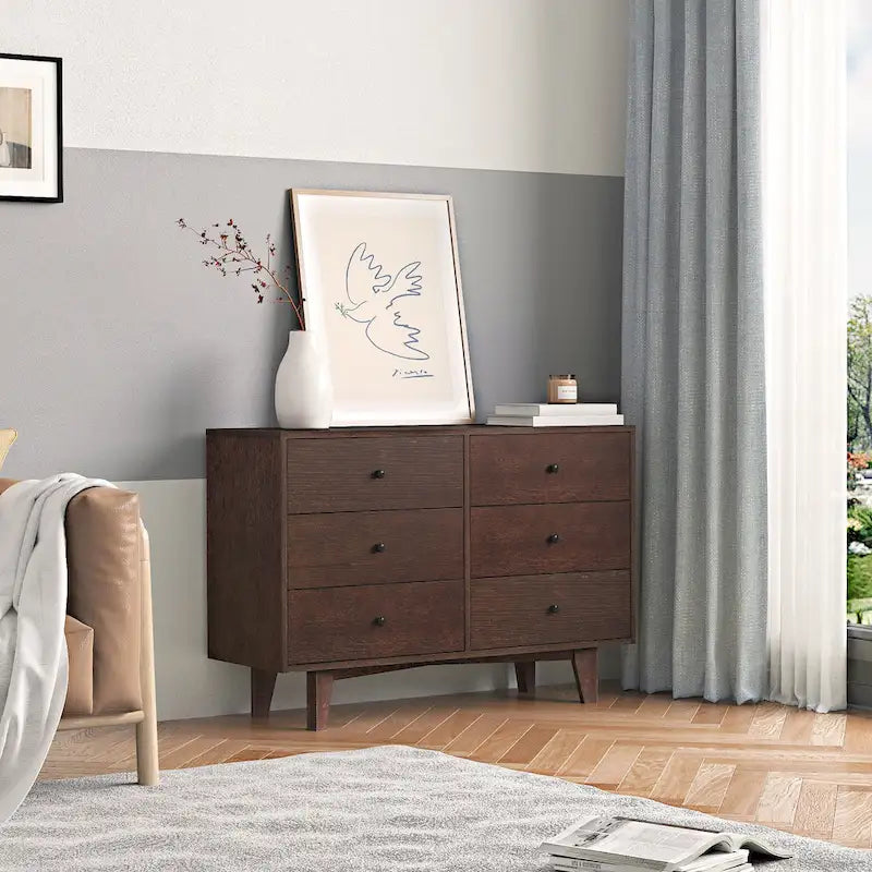 Meuble console à 3 tiroirs en bois de bouleau auburn