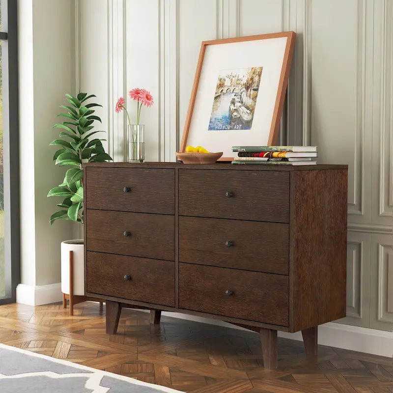 Meuble console à 3 tiroirs en bois de bouleau auburn