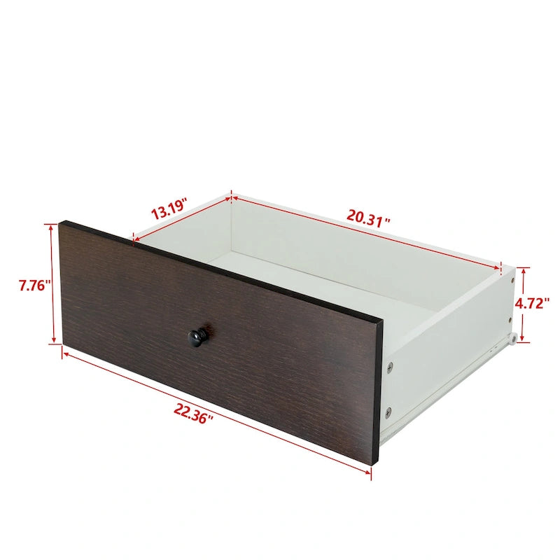 Meuble console à 3 tiroirs en bois de bouleau auburn