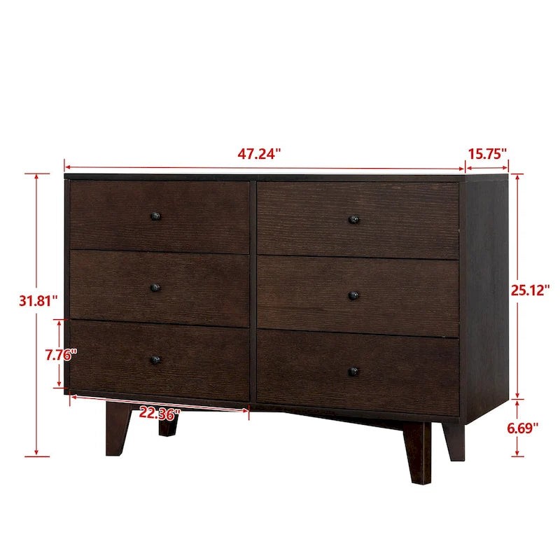 Meuble console à 3 tiroirs en bois de bouleau auburn