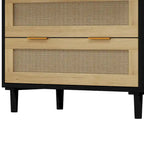 Commode de rangement à 3 tiroirs en rotin noir, simple