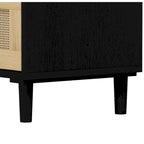 Commode de rangement à 3 tiroirs en rotin noir, simple