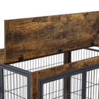 Cage pour chien de style meuble marron rustique avec doubles portes et plateau relevable, pour 1 chien, 80 cm (L) × 56 cm (P) × 63,5 cm (H)