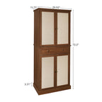 Armoire de rangement 4 portes en noyer avec tiroir et 4 étagères réglables