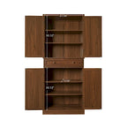Armoire de rangement 4 portes en noyer avec tiroir et 4 étagères réglables