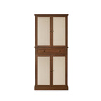 Armoire de rangement 4 portes en noyer avec tiroir et 4 étagères réglables