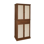 Armoire de rangement 4 portes en noyer avec tiroir et 4 étagères réglables