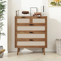 Commode de rangement à 5 tiroirs Noyer, style rotin, simple