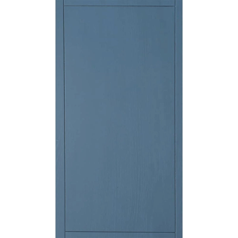 Meuble bas à 3 tiroirs bleu avec plateau en bois, simple