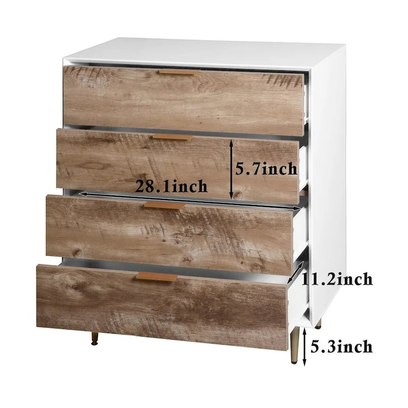 Commode haute naturelle à 4 tiroirs, individuelle