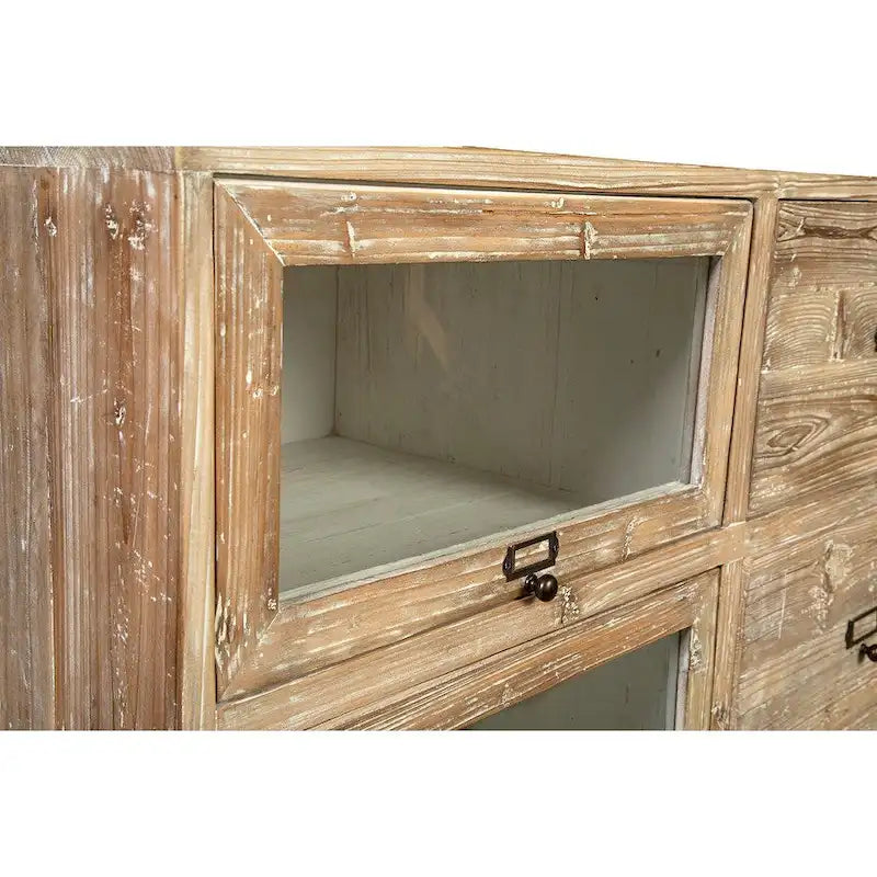 Boîte de rangement d'apothicaire en bois brun vieilli et verre, 1 personne
