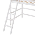 Lit mezzanine simple avec échelle Gris / Espresso / Blanc, 1 personne