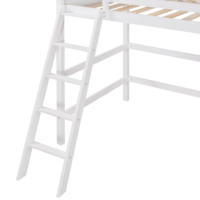 Lit mezzanine simple avec échelle Gris / Espresso / Blanc, 1 personne