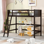 Lit mezzanine simple avec échelle Gris / Espresso / Blanc, 1 personne