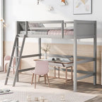 Lit mezzanine simple avec échelle Gris / Espresso / Blanc, 1 personne