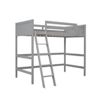 Lit mezzanine simple avec échelle Gris / Espresso / Blanc, 1 personne
