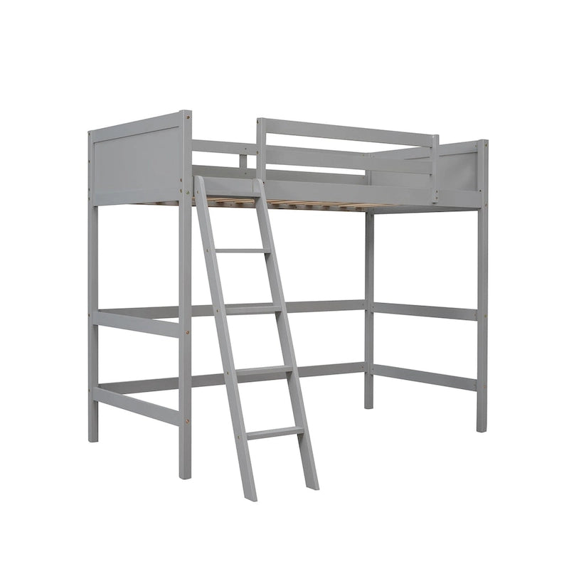 Lit mezzanine simple avec échelle Gris / Espresso / Blanc, 1 personne