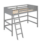 Lit mezzanine simple avec échelle Gris / Espresso / Blanc, 1 personne